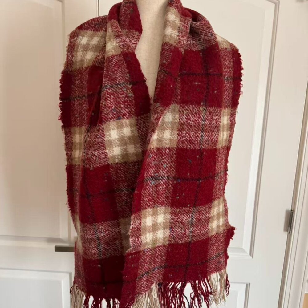 100% Authentic Burberry London Red Plaid Wool blend scarf